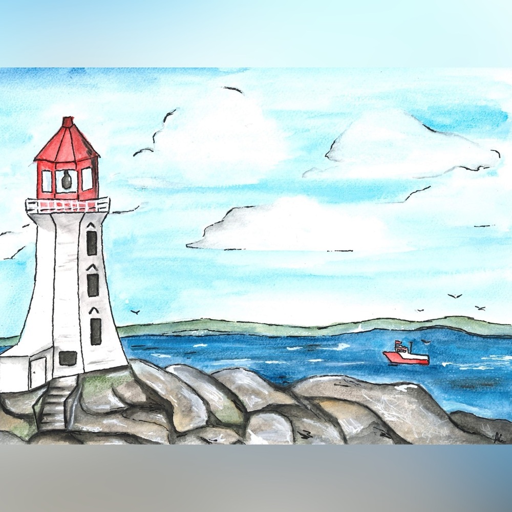 Coastal Lighthouse Watercolor Art Print